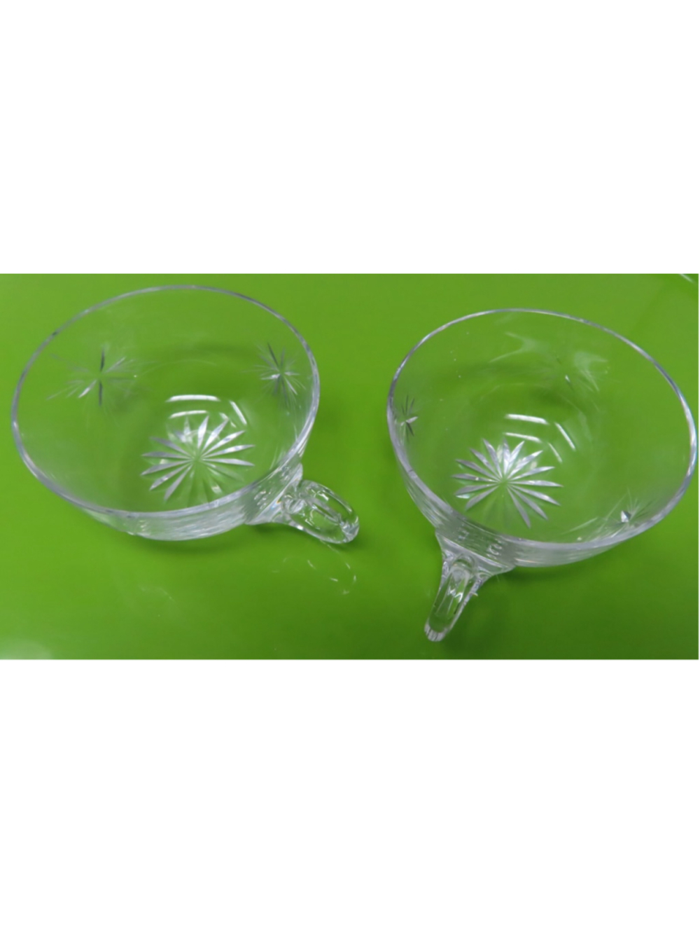Vintage Pressed Clear Glass Punch Cups Starburst Design Set 2 Cups Mid Century